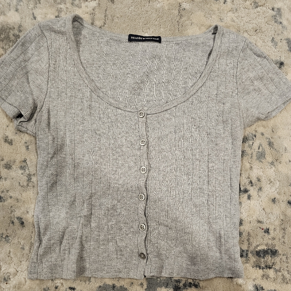 Brandy Melville Light Gray Knit Top